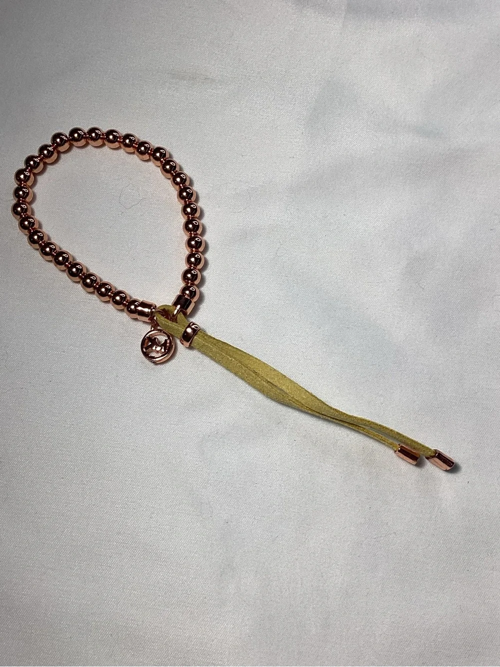 Michael Kors Rose Gold Beaded Logo Bracelet - Pinkish Rose Gold NWT & Velvet Bag